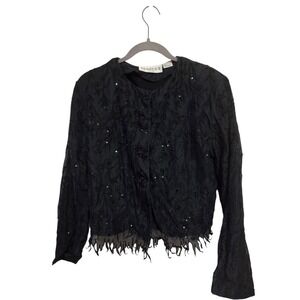 Vintage 80s Tunique Nights Silk Beaded Embellished Jacket Evening Occasion Party